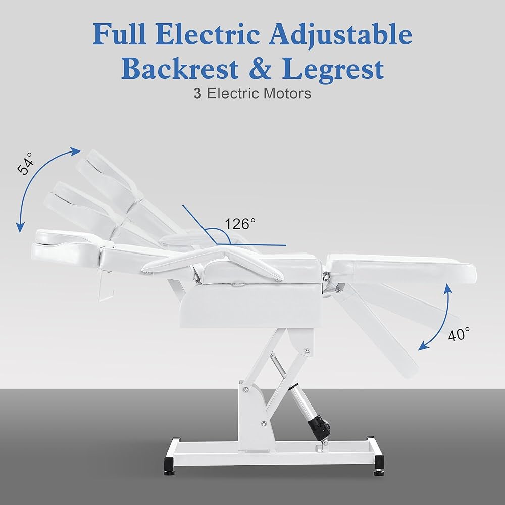 Derma Chair with 3 Motors | Electric Adjustable PU Leather Chair for Dermatology, Cosmetology
