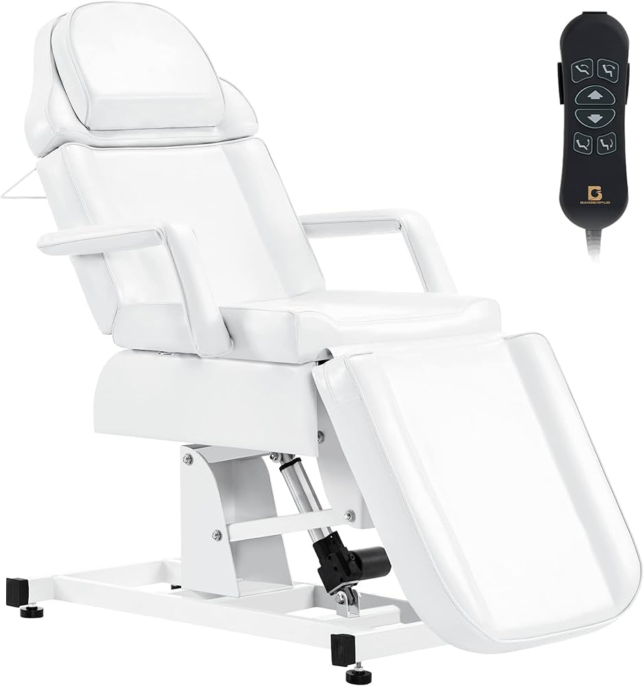 Derma Chair with 3 Motors | Electric Adjustable PU Leather Chair for Dermatology, Cosmetology