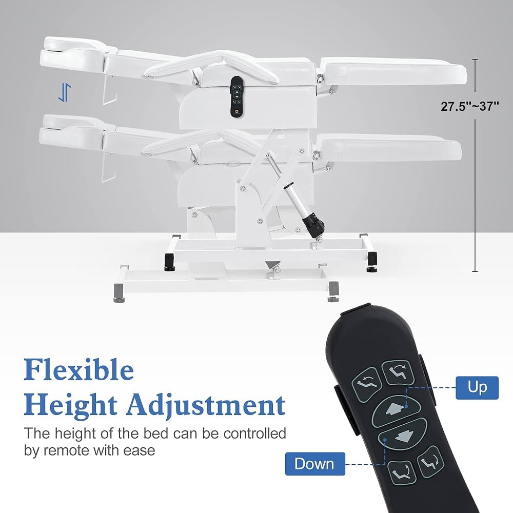 Derma Chair with 3 Motors | Electric Adjustable PU Leather Chair for Dermatology, Cosmetology